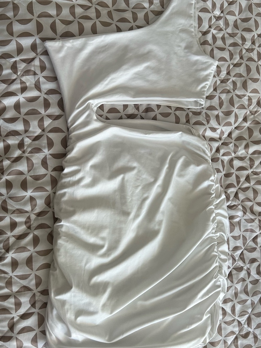 SHEIN White One-Shoulder Ruched Mini Dress